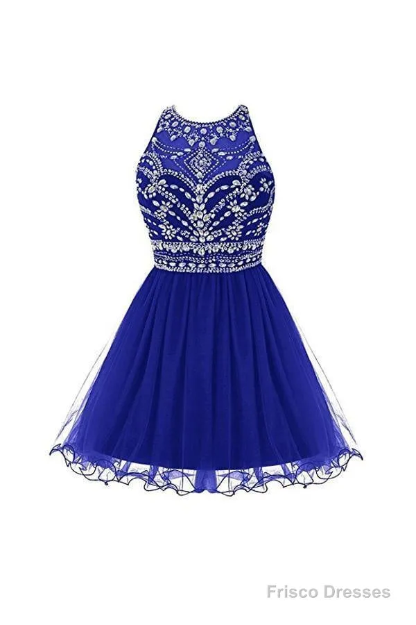 Royal Bule Tulle Homecoming Dresses  Short Prom Gowns