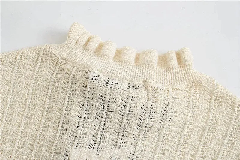 RUFFLED TRIMS KNITTED SWEATER