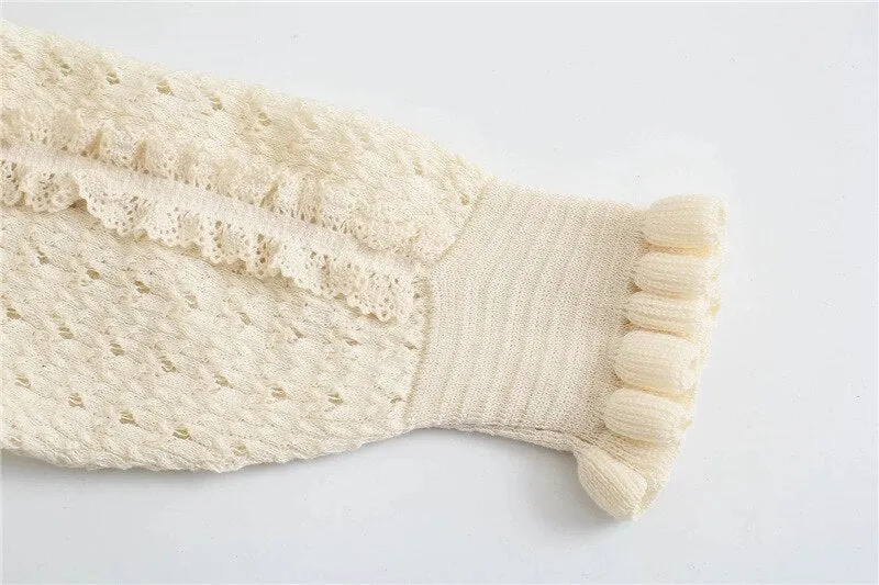 RUFFLED TRIMS KNITTED SWEATER