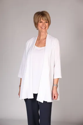 Summer Crepe Jacket in White Navy and  Black
