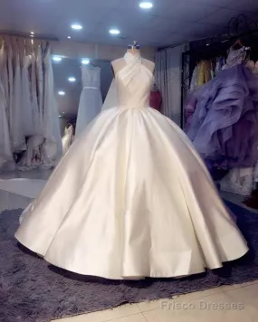 Vintage 1950S Style Satin Ball Gowns Wedding Dresses Halter Top