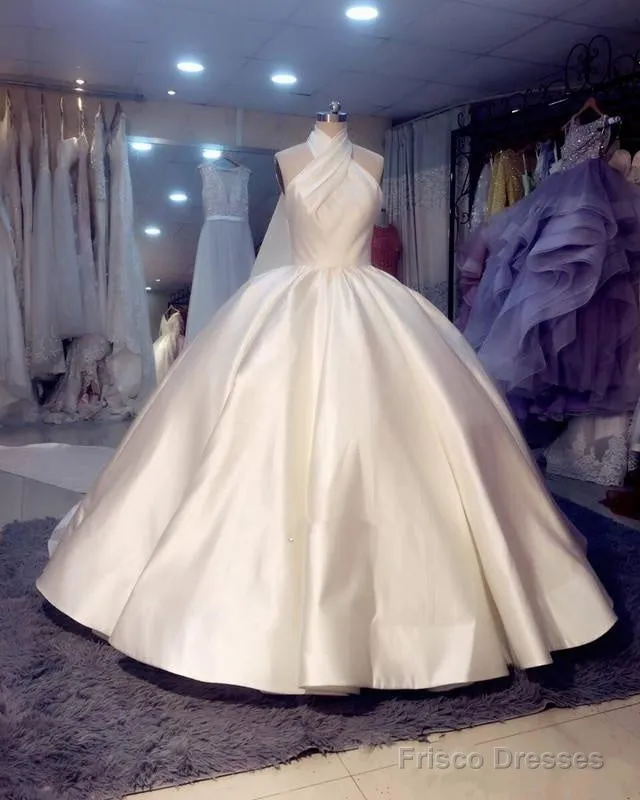 Vintage 1950S Style Satin Ball Gowns Wedding Dresses Halter Top