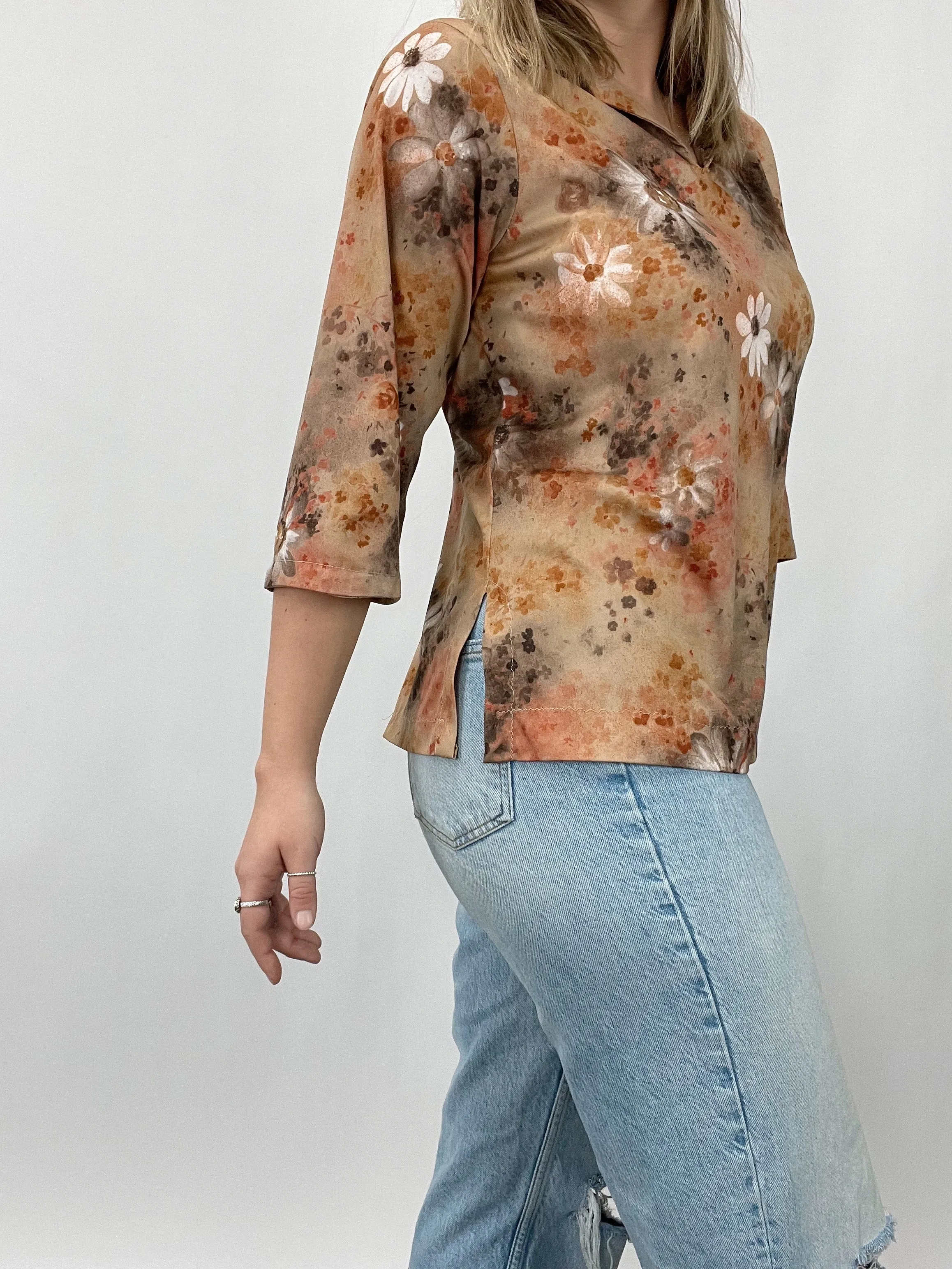 Vintage Handmade Burnt Orange Floral Top (M/L)