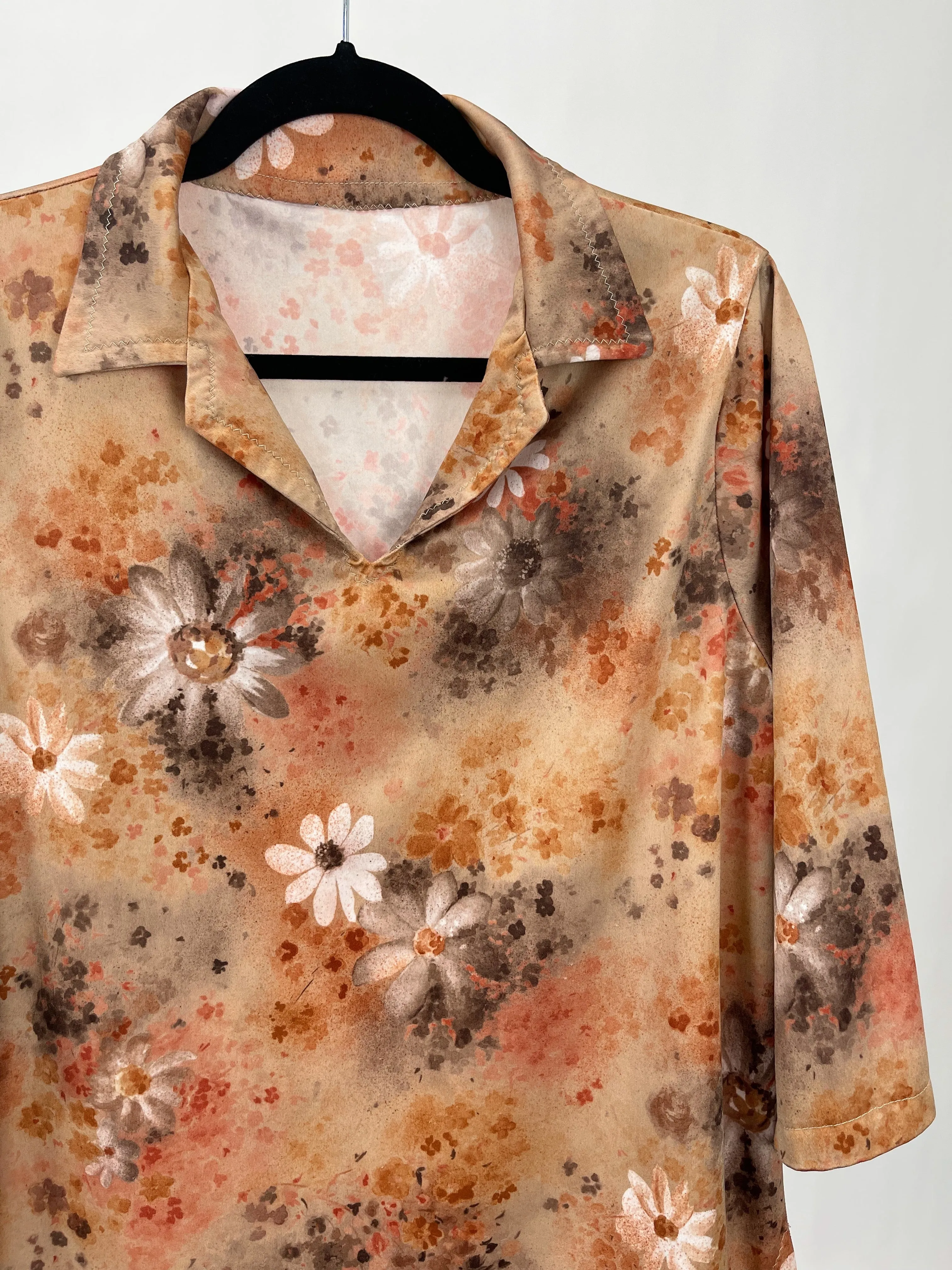 Vintage Handmade Burnt Orange Floral Top (M/L)