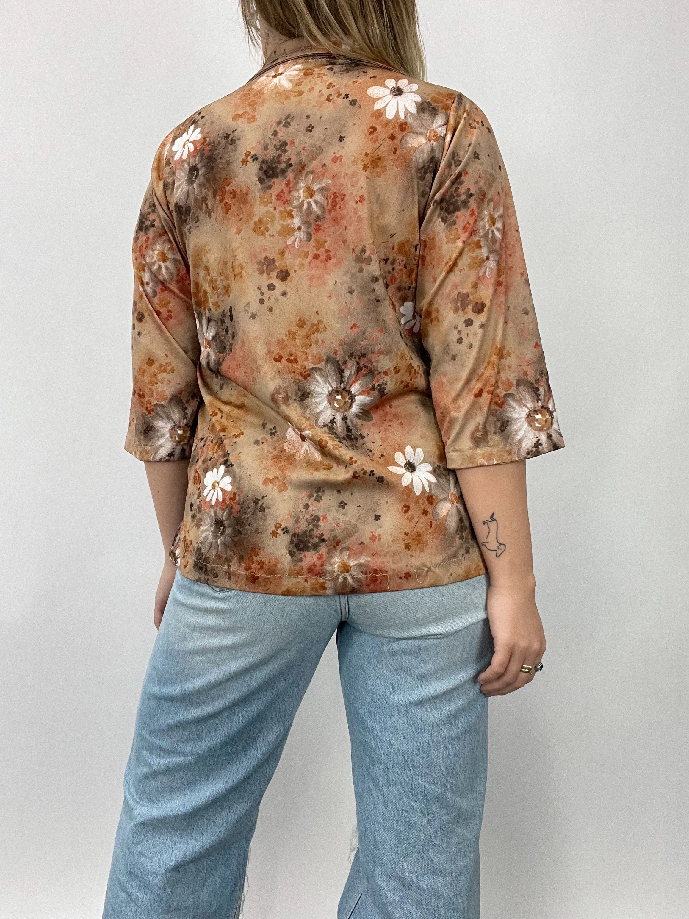 Vintage Handmade Burnt Orange Floral Top (M/L)