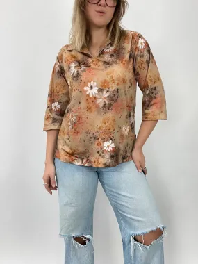 Vintage Handmade Burnt Orange Floral Top (M/L)