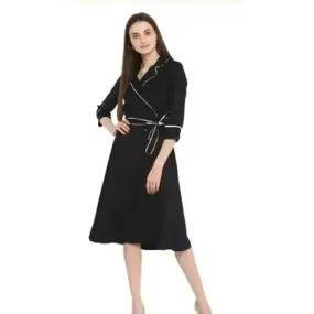 Women Stylish Cotton Blend Wrap Dress