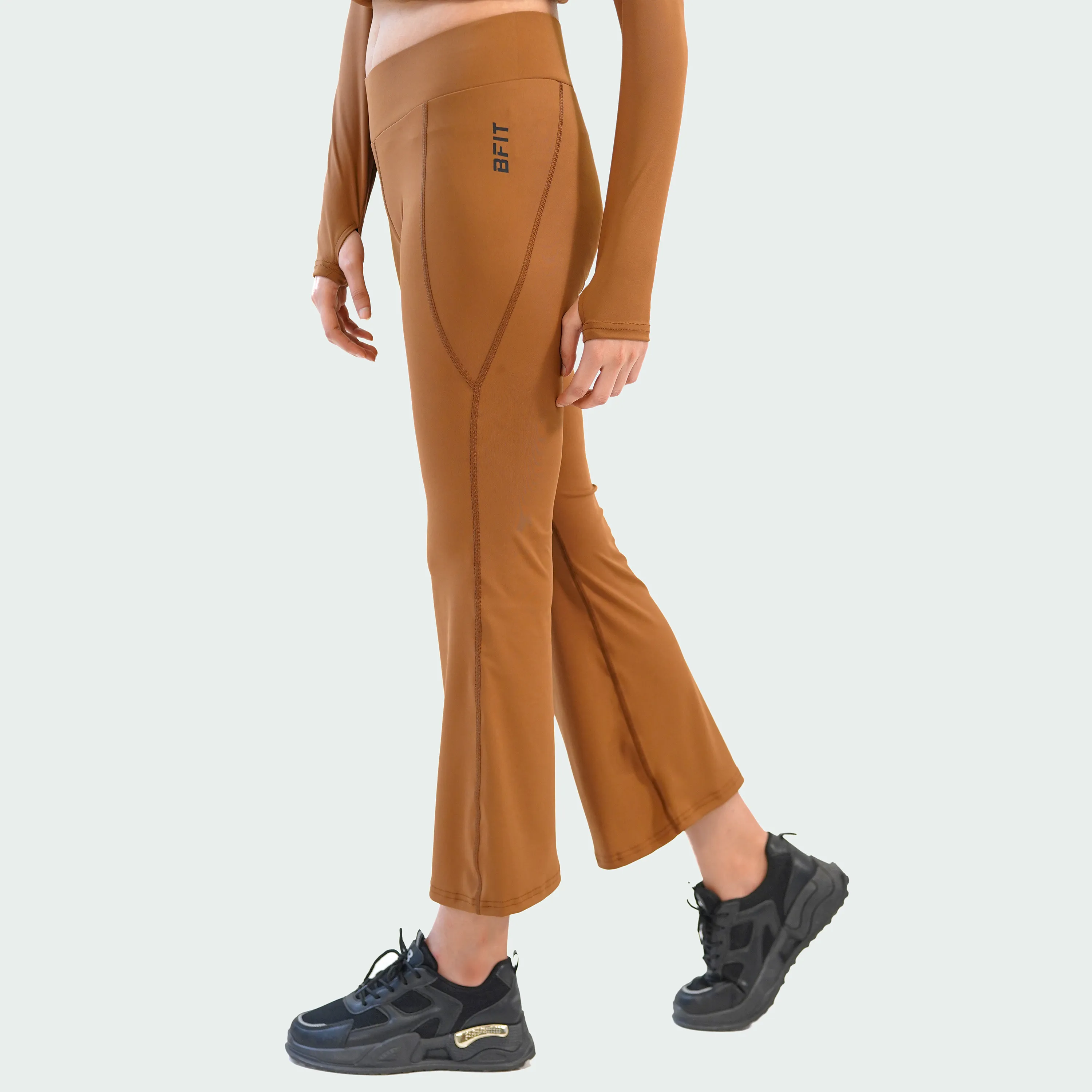 Zipper Flare Attire - Brown