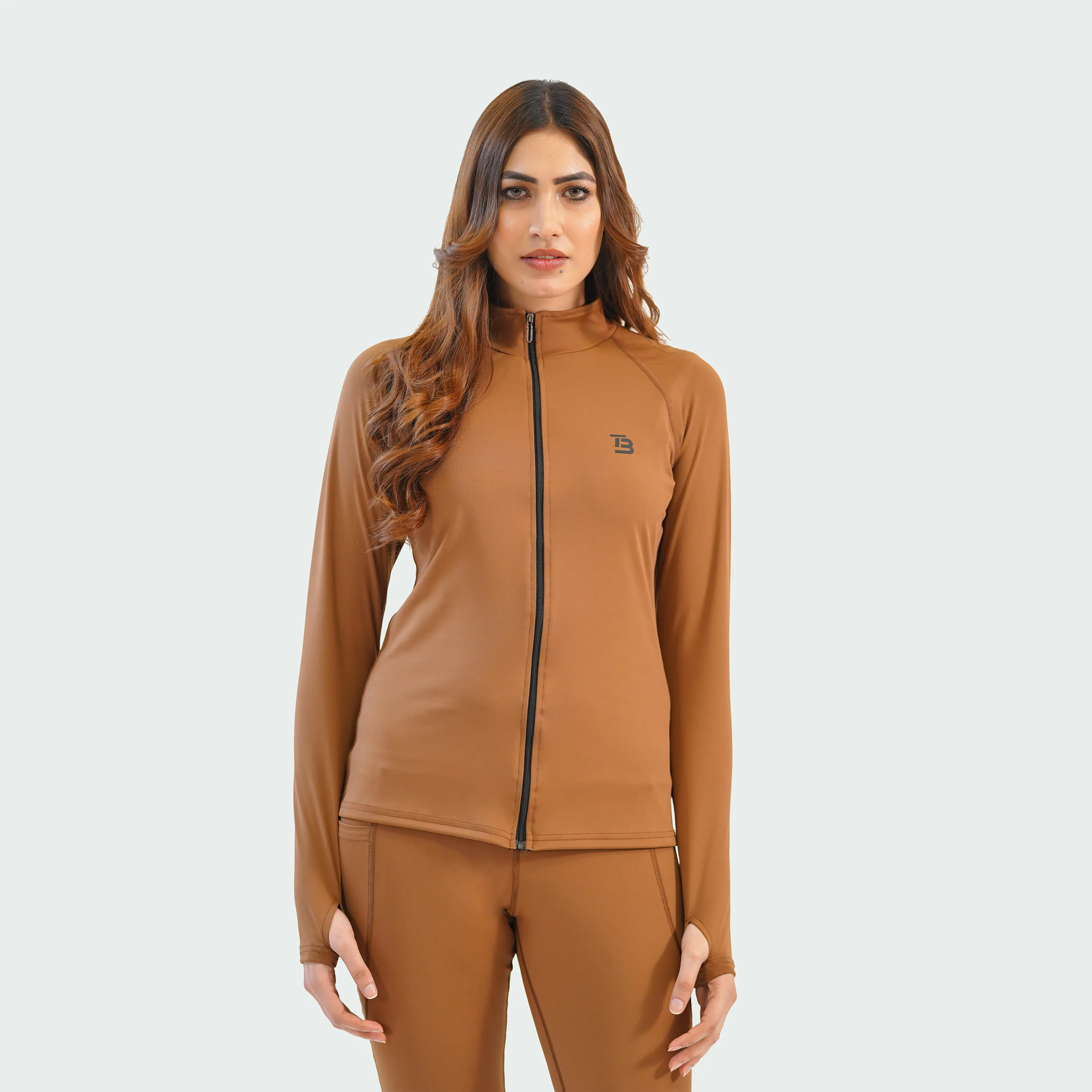 Zipper Flare Attire - Brown